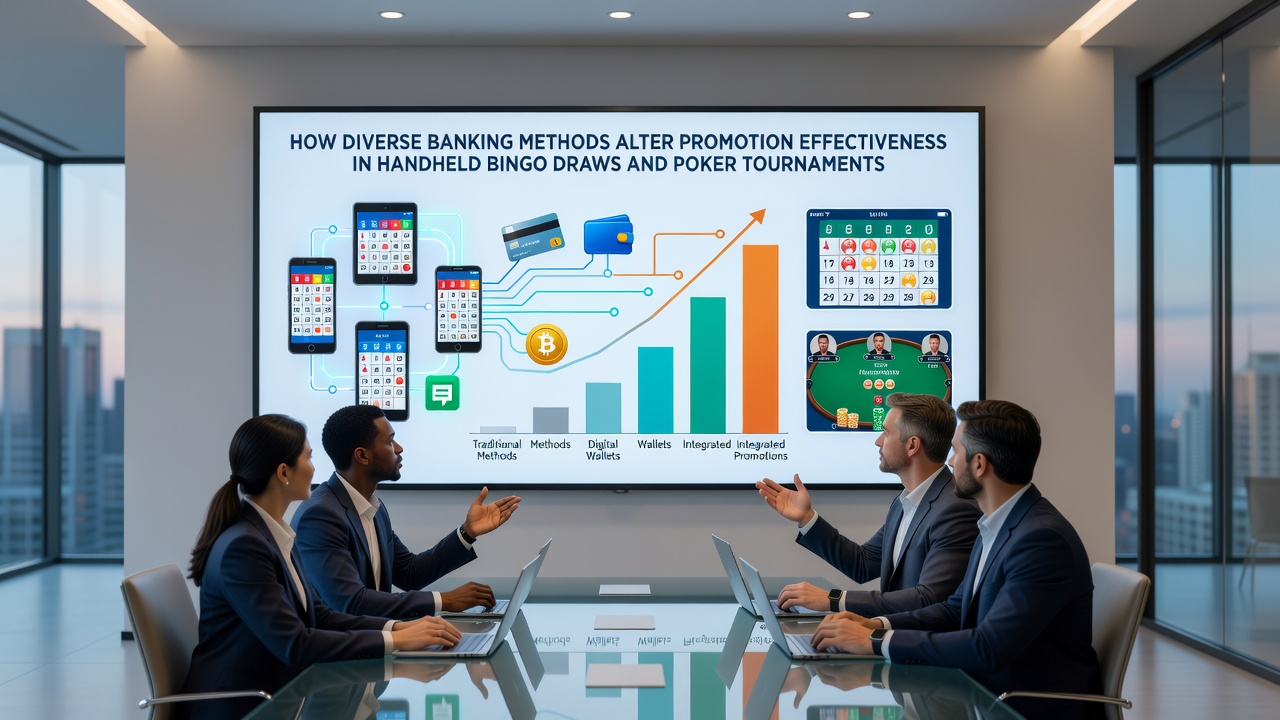 Diverse banking methods displayed across mobile bingo and poker interfaces showing transaction options and promotional banners