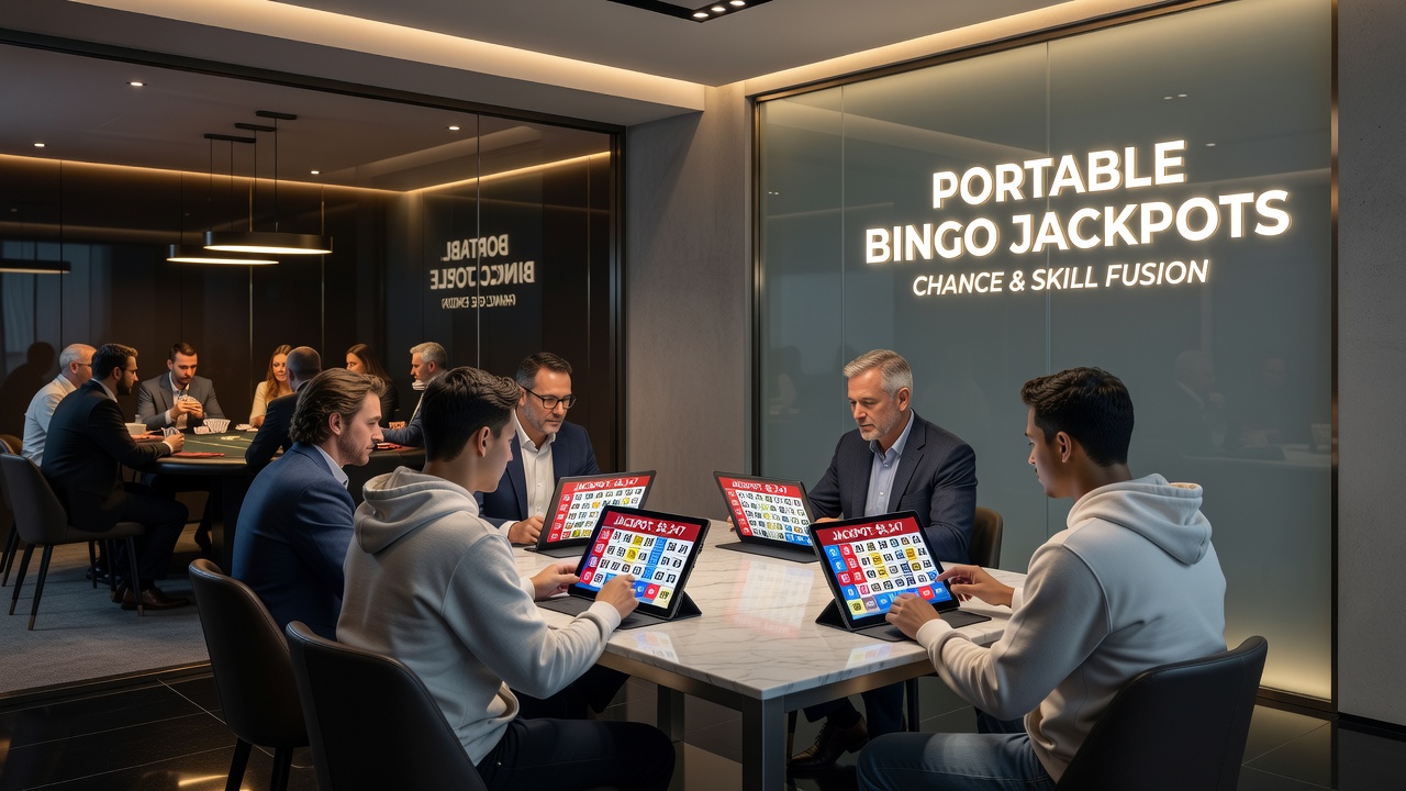 Portable device displaying combined bingo draw results and poker hand evaluation interface