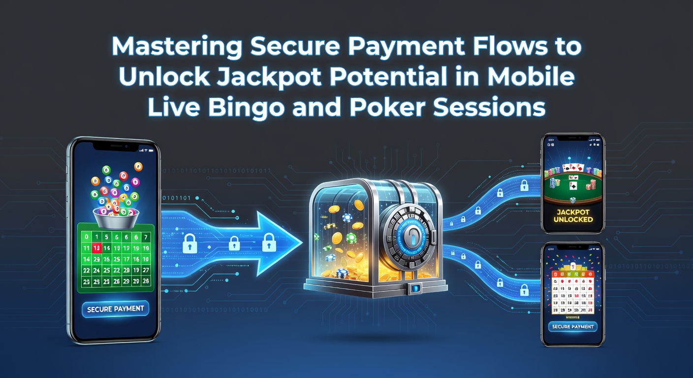 Secure mobile payment interface showing encrypted transaction flow for bingo and poker sessions