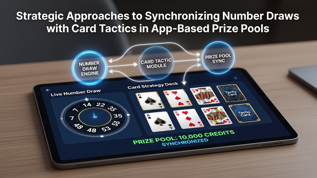 Mobile app interface showing synchronized number draws and card play in a prize pool competition